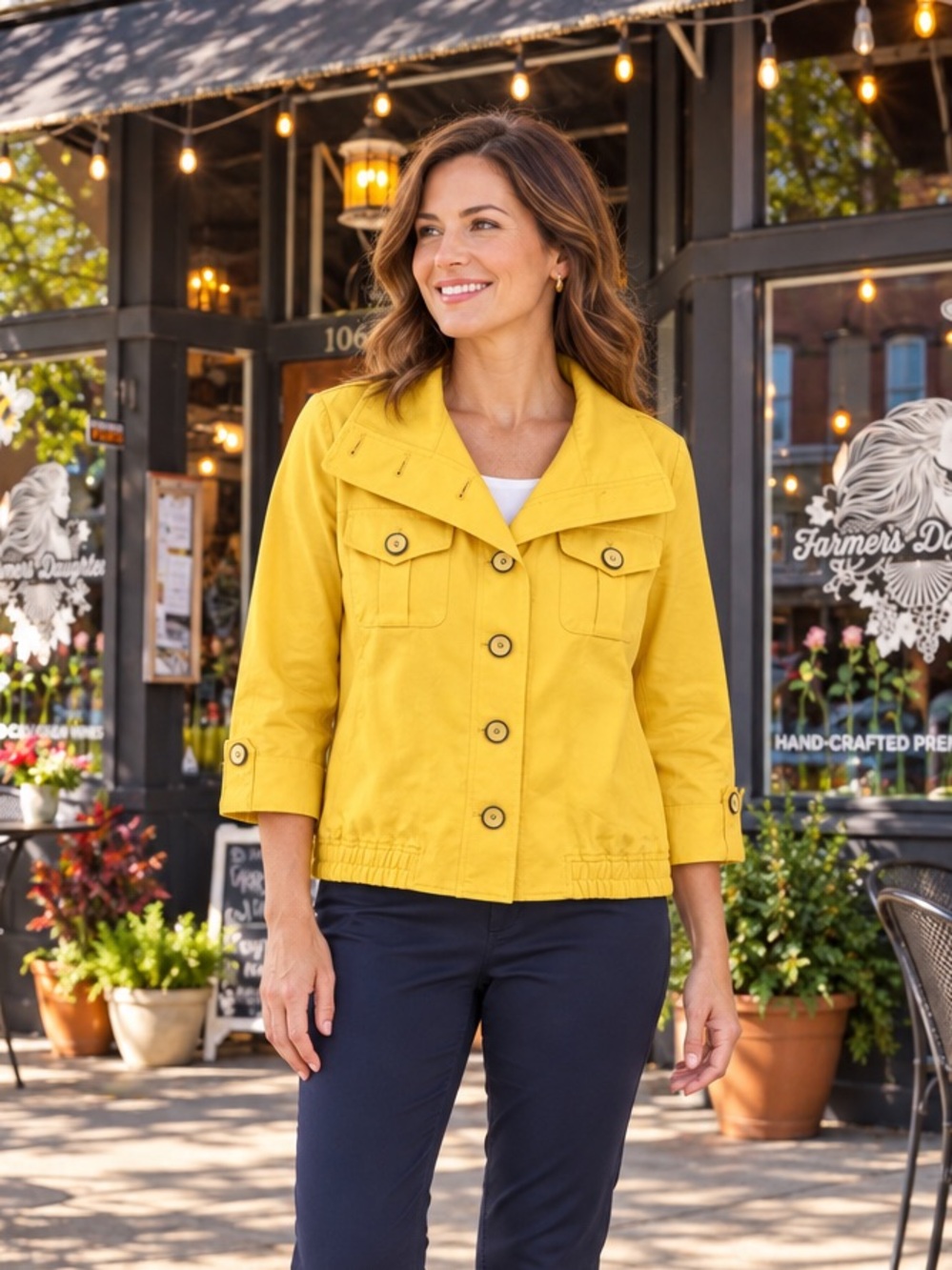 Chico's Ivanka Pique Texture Cotton Jacket Yellow Stargaze Size 0 S 4 NEW